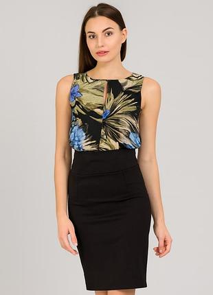 Платье черное с шифоновым верхом mango