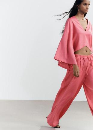 Широкие  брюки  палаццо зі льном zara оригинал 6