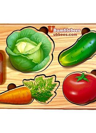 Дерев'яний пазл-вкладиш "овочі" ubumblebees (псф122) psf122 фон із підказкою