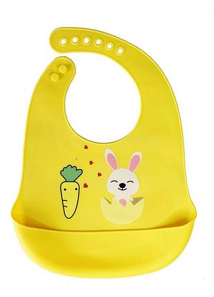 Слюнявчик силиконовый "зайка" mgz-0611(yellow) с карманом
