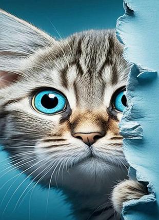 Алмазная мозаика "котик с голубыми глазками" jsfh85879 без подрамника 40х50 см
