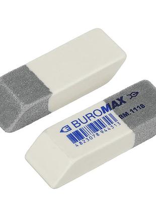 Гумка подвійна з абразивною частиною bm.1118, 41x14x8 мм, біло-сірий