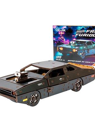 Дерев'яний 3d конструктор "fast furious" puz-62519, 125 деталей, чорний