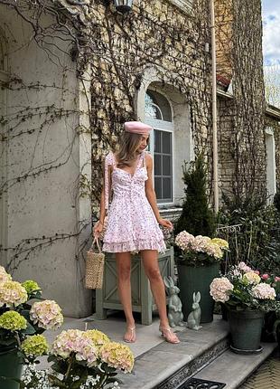 Распродажа 🏷 шифоновое платье бюстье на хлопковой подкладке в цветочный принт с рюшами