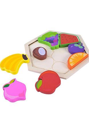 Дитячий дерев’яний пазл вкладиш "фрукти" c9441-4