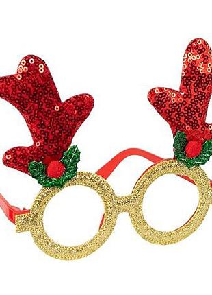 Окуляри новорічні "оленячі ріжкит" 2519-sp(red) розмір 13 см