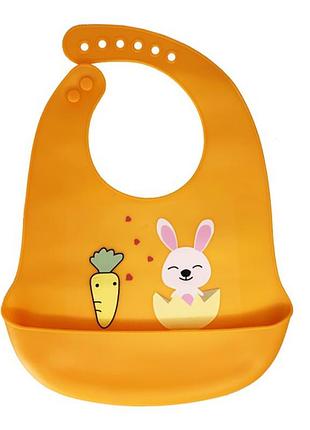 Слюнявчик силиконовый "зайка" mgz-0611(orange) с карманом