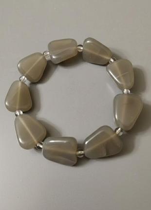 ​🩶 браслет із натурального сірого агату (на резинці)
