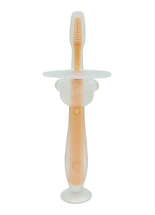 Силиконовая зубная щетка mumlove mgz-0707(peach) с ограничителем
