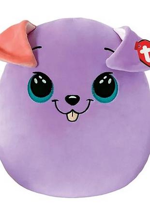 Игрушка-подушка "пес bitsy" ty squish-a-boos 39225 фиолетовый, 20 см