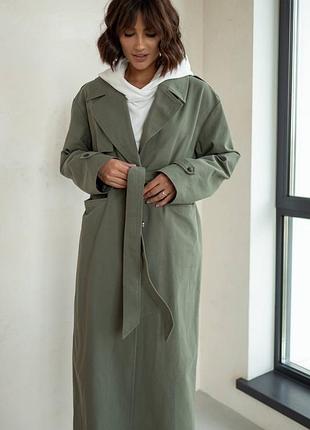 Котоновый плащ тренчкот с поясом тренч джинсовый