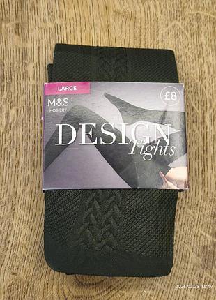 Колготки m&amp;s зеленого цвета с плетением размер l