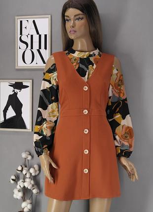 Брендовое эластичное платье, сарафан "miss selfridge". размер uk14/eur42.