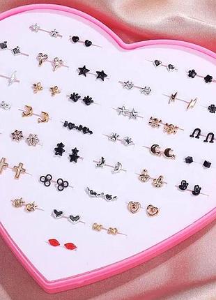 Набір милих мінісережок-цвяшок (36 пар) для дівчаток, прикраси, подарунок для дівчат