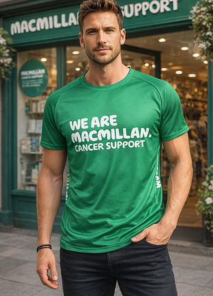 Футболка спортивная macmillan cancer support зеленая, мужская / eu 38-40 / m-l / стан очень хорош!
