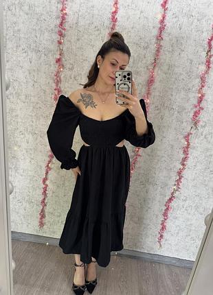 Сукня сарафан  чорний міді