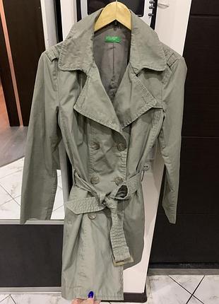 Пальто тренч benetton s-m размер хаки