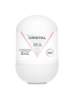 Дезодорант-антиперспирант 50мл шариковый 2в1 для женщин тм cristal