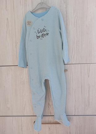 Хлопковый человечек слип для мальчика 18-24м 86-92см