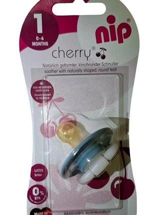Пустышка "cherry", латекс, no 1 (0-6 мес), 1 шт, тм "nip"