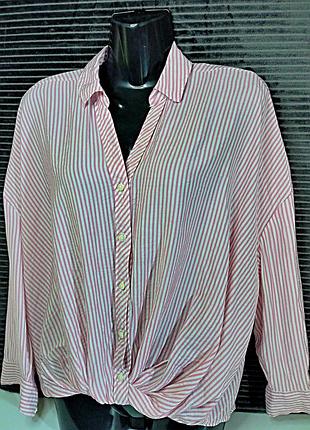 Легка блуза сорочка papaya в рожеву смужку розмір l - xl 2