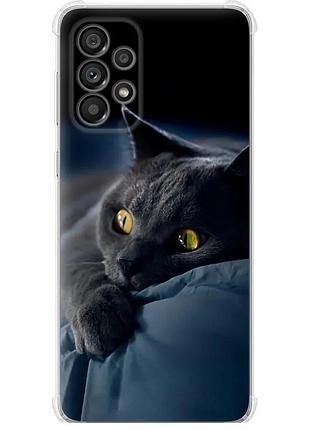 Чехол силикон с усиленными углами на телефон samsung galaxy a73 a736b дымчатый кот "825sp-2586-58250"
