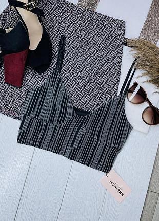 Новий короткий топ shein xs s топ блискучий топ на тонких бретельках топ з люрексом