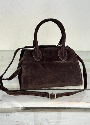 Шоколадная замшевая сумка женская