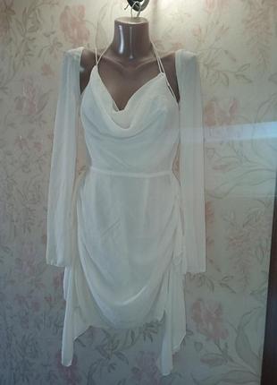 Невероятное акцентное платье цвета шампань бренда oh polly 🪷🪷🪷💠💠💠💎💎💎