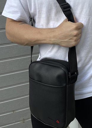 Сумка черная мужская reebok, борсетка кожаная, сумка через плечо, сумка спортивная 2