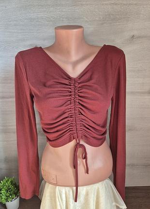 Кофта лонг лонгслів тоненька рубчик куліса 2