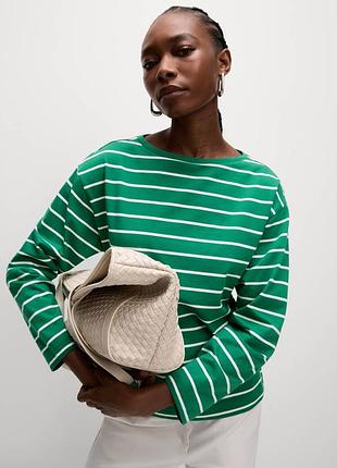 Смугастий лонгслів оверсайз із чистої бавовни