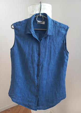 Лляна сорочка без рукавів uniqlo