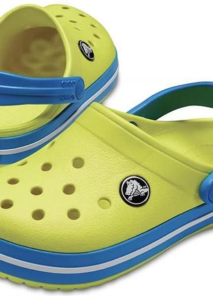 Крокси crocs crocband clog tennis ball green / ocean р. us m5/w7 (eu 37-38)