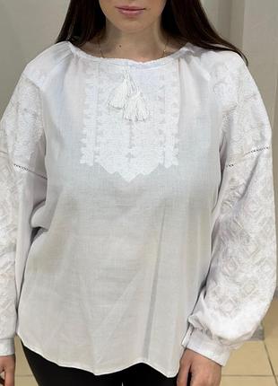 Жіноча вишиванка білим по білому 50,52,54,56