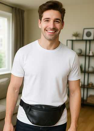 Сумка чоловіча бананка чорна