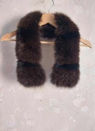 Опушка воротник коричневый натуральный мех мех меховой