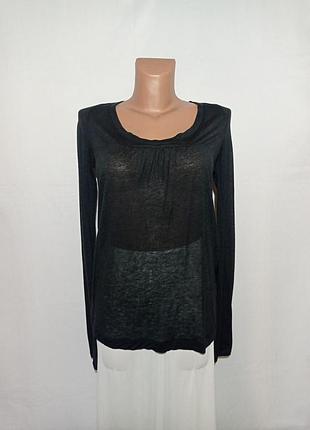 Лонгслив тонкий чорний вовняний розмір s m недорого