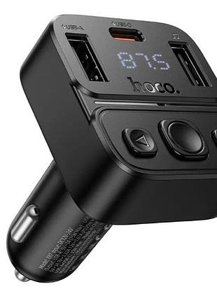 Автомобильный fm модулятор трансмиттер hoco e87 delta 35w 2usb + type-c с быстрой зарядкой