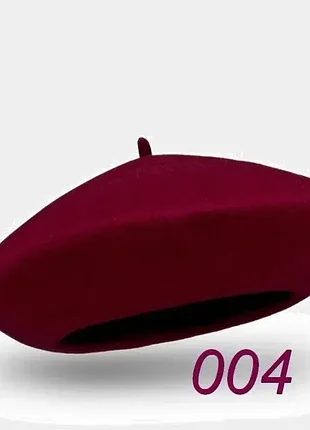 Классический берет из валяной шерсти flora (флора) 004 темно красный