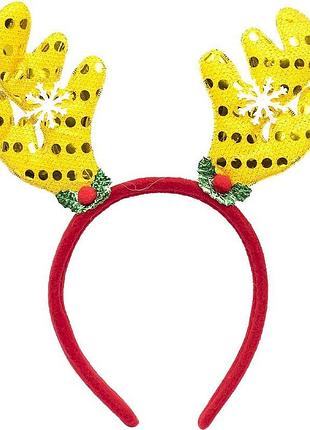 Обідок новорічний "оленячі роги" 2502(yellow) жовтий