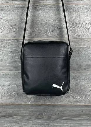 Сумка чоловіча чорна puma, барсетка шкіряна, сумка через плече, сумка спортивна