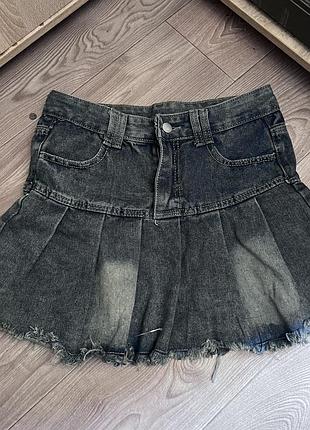 Джинсова юбка, міні юбка, коротка юбка, темний джинс