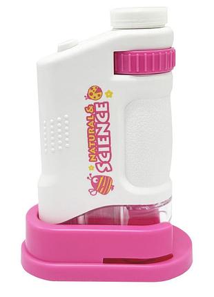 Детская игрушка "микроскоп" 3108b(pink) щипцы, стекло в комплекте