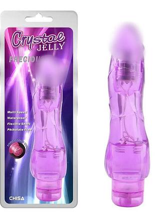 Вибромассажер реалистичный chisa jelly crystal precious на батарейках, фиолетовый секс-магазин взрослых игрушек
