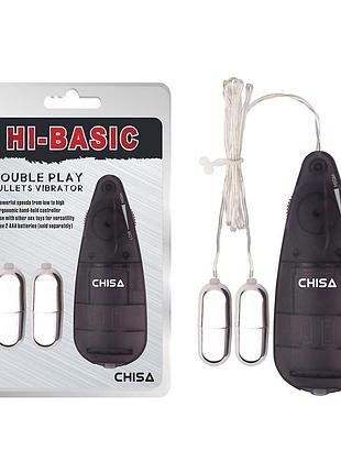 Вибропули серебристые chisa hi-basic double play bullets vibrator с черным пультом управления секс-магазин взрослых игрушек