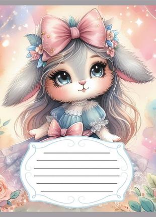 Зошит учнівський "зайка" 012-590522c-1 в косу лінію, 12 аркушів