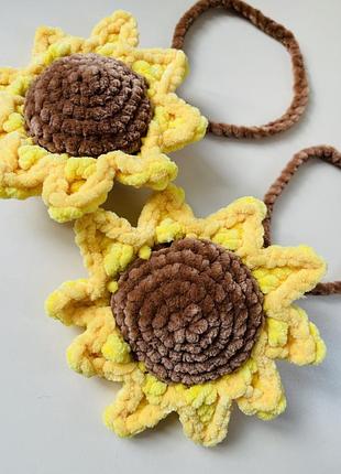 🌻яскравий аксесуар вʼязаний брелок-прикраса  на сумку  соняшник 🌻
