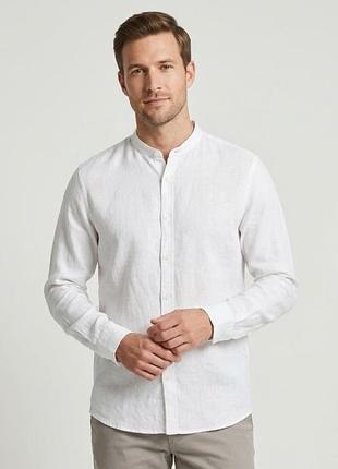 Сорочка чоловіча льняна livergy довгий рукав, без коміру, розмір xl