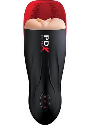 Вібромастурбатор вагіна в колбі pipedream pdx elite fuck-o-matic чорний, 27 см секс-магазин дорослих іграшок